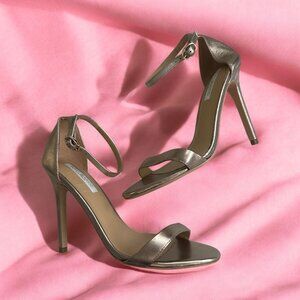 TONY BIANCO Brushed Gold Leather Stiletto Heels Sandals Size 7